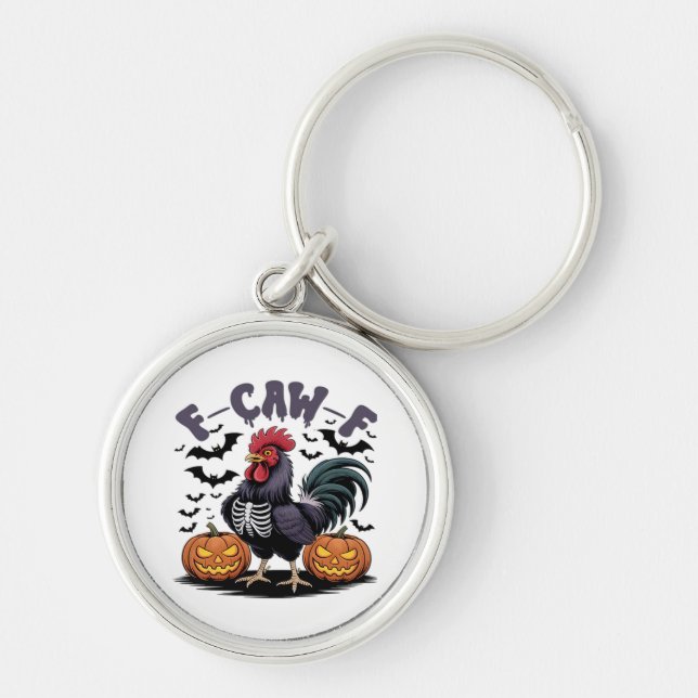 F-Caw-F Humour Crow Funny Gothic Key Ring (Front)