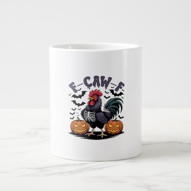 F-Caw-F Humour Crow Funny Gothic Large Coffee Mug (Front)
