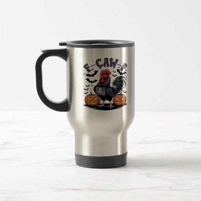 F-Caw-F Humour Crow Funny Gothic Travel Mug (Left)