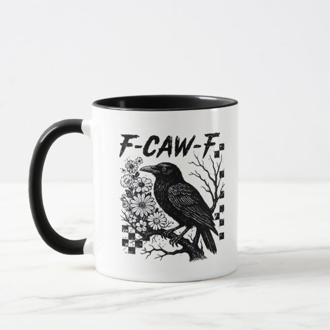 F-Caw-F Humour Funny Gothic Crow Mug (Left)