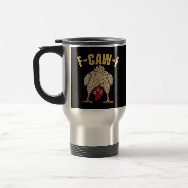 F-Caw-F Humour Gothic Crow Funny Aesthetic Style Travel Mug (Left)