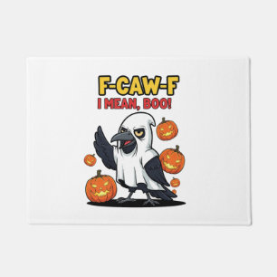F-Caw-F I Mean Boo Funny Spooky Halloween Skull Doormat