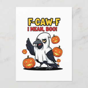 F-Caw-F I Mean Boo Funny Spooky Halloween Skull Holiday Postcard