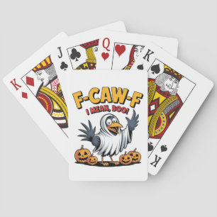 F-Caw-F I Mean Boo Funny Spooky Halloween Skull Playing Cards