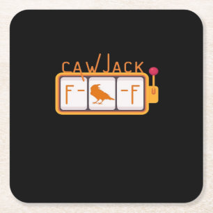 F-Caw-F Jackpot Retro Graphic Square Paper Coaster
