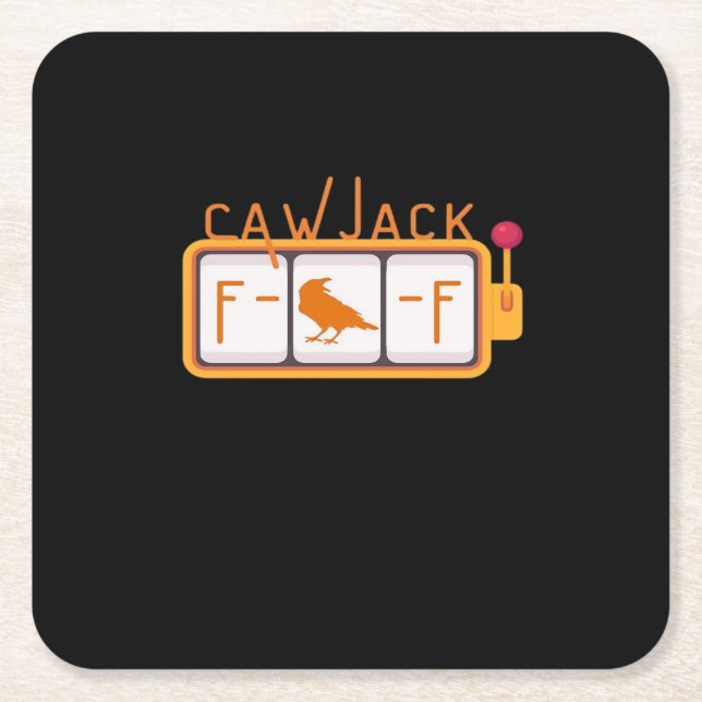 F-Caw-F Jackpot Retro Graphic Square Paper Coaster (Front)