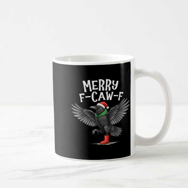F-caw-f Merry Christmas Funny Crow Raven  Coffee Mug (Right)