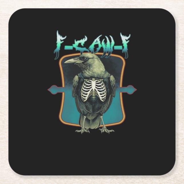 F-Caw-F Minimal Design Square Paper Coaster (Front)