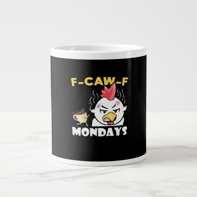 F-Caw-F Mondays Classic Minimal Clean Large Coffee Mug (Front)