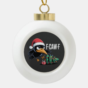 F-caw-f Raven Crow Xmas Tree Christmas Raven Ceramic Ball Christmas Ornament