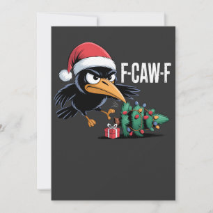 F-caw-f Raven Crow Xmas Tree Christmas Raven Holiday Card