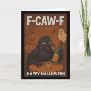 F-CAW-F Raven Halloween Greetings Card