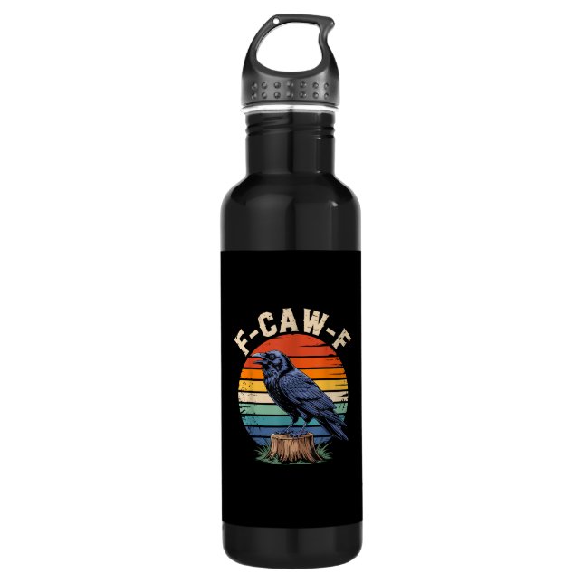 F-Caw-F Raven Moon Gothic Halloween Crow Bird Love 710 Ml Water Bottle (Front)