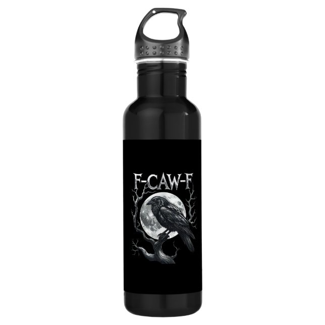 F-Caw-F Raven Moon Gothic Halloween Crow Bird Love 710 Ml Water Bottle (Front)