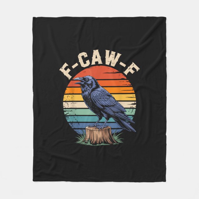 F-Caw-F Raven Moon Gothic Halloween Crow Bird Love Fleece Blanket (Front)