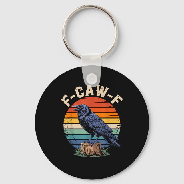 F-Caw-F Raven Moon Gothic Halloween Crow Bird Love Key Ring (Front)