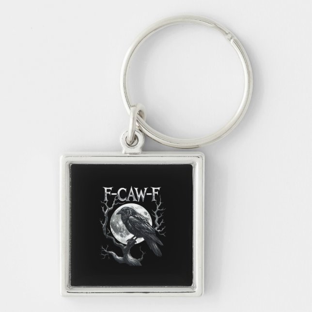 F-Caw-F Raven Moon Gothic Halloween Crow Bird Love Key Ring (Front)