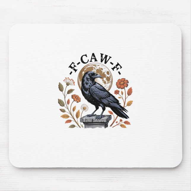 F-Caw-F Raven Moon Gothic Halloween Crow Bird Love Mouse Mat (Front)