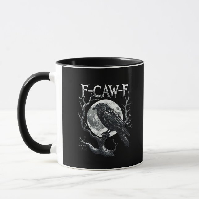 F-Caw-F Raven Moon Gothic Halloween Crow Bird Love Mug (Left)