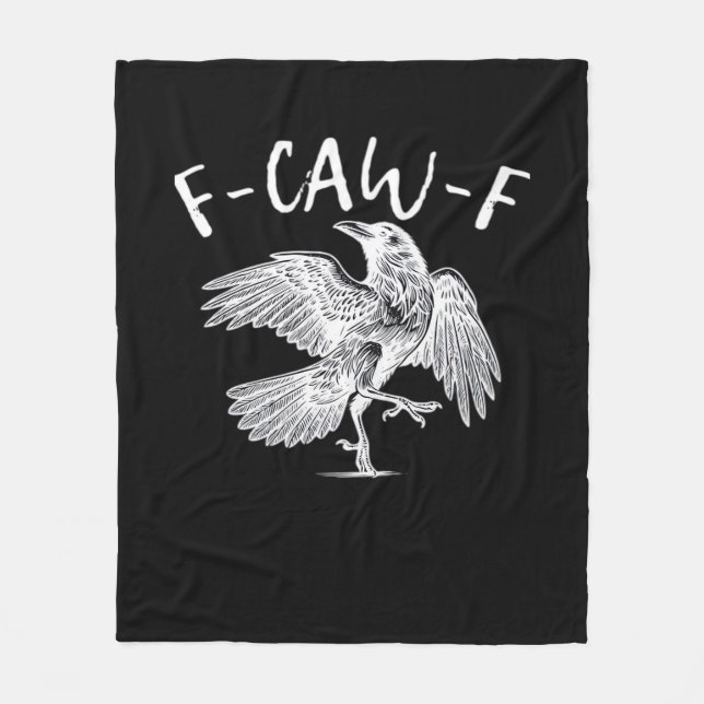 F-Caw-F Raven Vintage Graphic Fleece Blanket (Front)