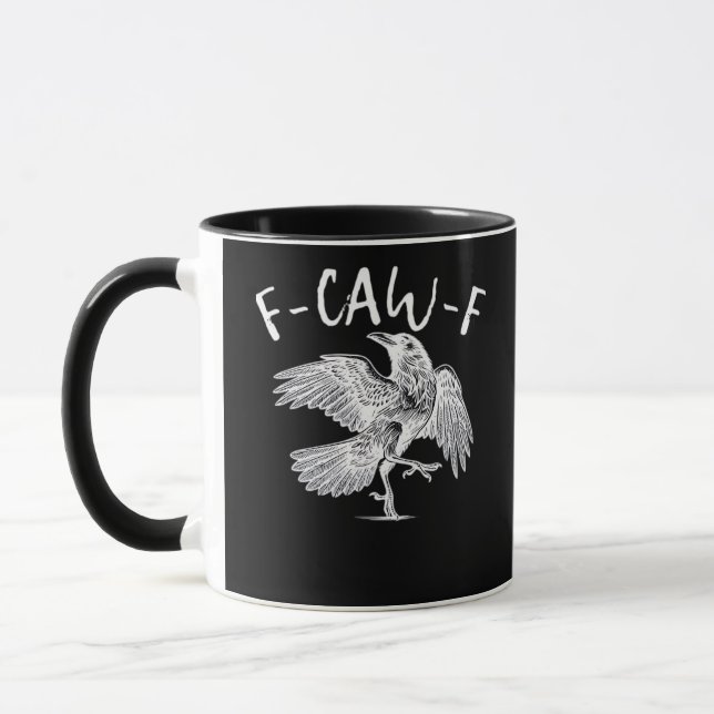 F-Caw-F Raven Vintage Graphic Mug (Left)
