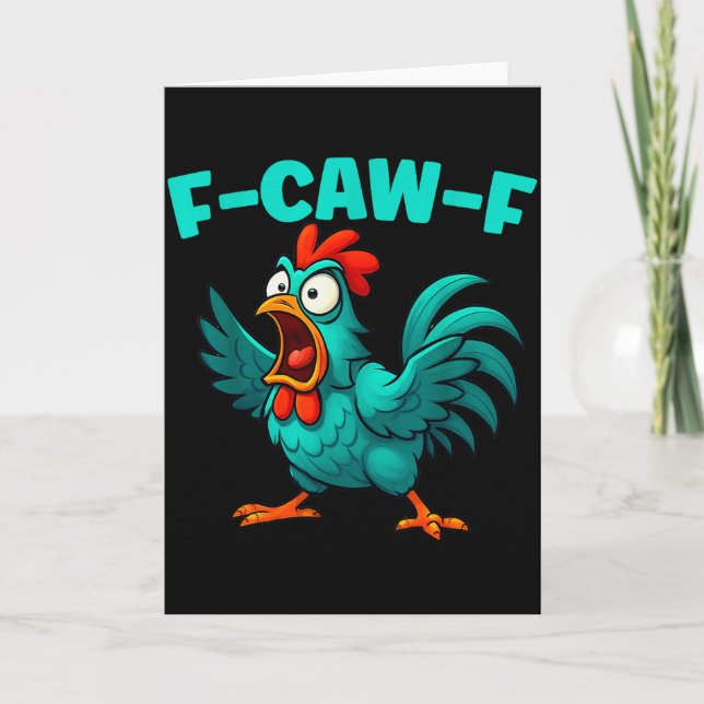 F-caw-f Rooster Chicken Funny Farm Animal Humour  Card (Front)