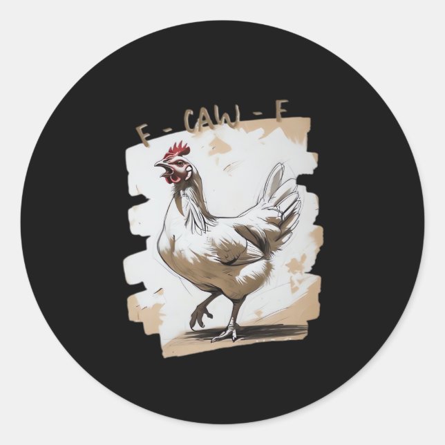 F-Caw-F Vintage Graphic Classic Round Sticker (Front)