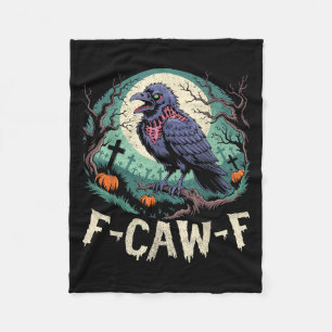 F-caw-f Zombie Crow Halloween Black Crow Vintage H Fleece Blanket