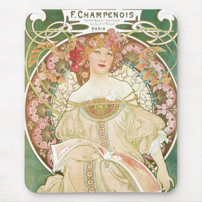 F Champenios by Alphonse Mucha Mouse Mat (Front)
