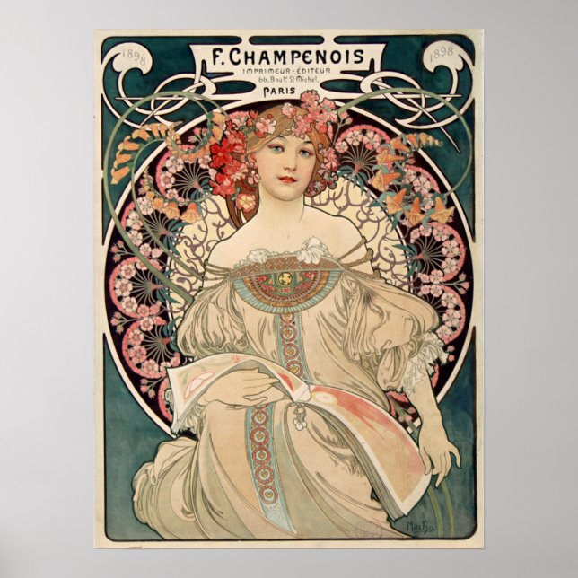 F. Champenois by Alfons Mucha - Art Nouveau Poster (Front)