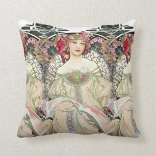 F. Champenois Imprimeur-Éditeur by Alfons Mucha Cushion