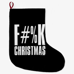 F Christmas on Black Large Christmas Stocking