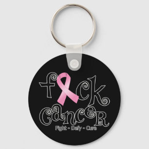 F*CK Breast Cancer (Pink Ribbon) Key Ring