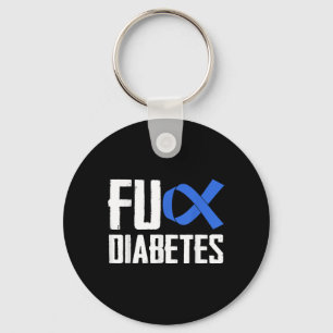 F_ck Diabetes Blue Ribbon Symbol Support Advocacy Key Ring