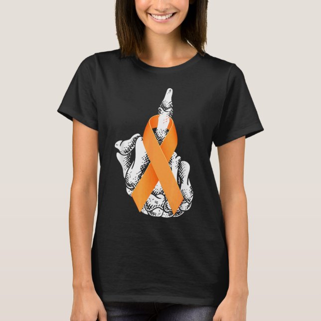F%ck Leukaemia Cancer Middle Finger Leukaemia Awar T-Shirt (Front)