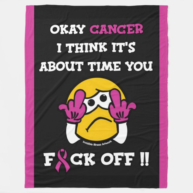 F#CK OFF...Breast Cancer Fleece Blanket (Front)