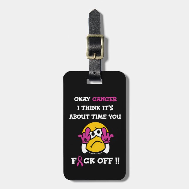 F#CK OFF...Breast Cancer Luggage Tag (Front Vertical)