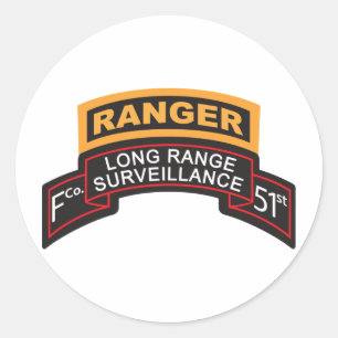 F Co 51st Infantry LRS Scroll, Ranger Tab Classic Round Sticker