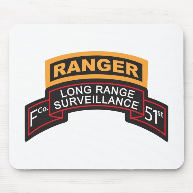 F Co 51st Infantry LRS Scroll, Ranger Tab Mouse Mat (Front)