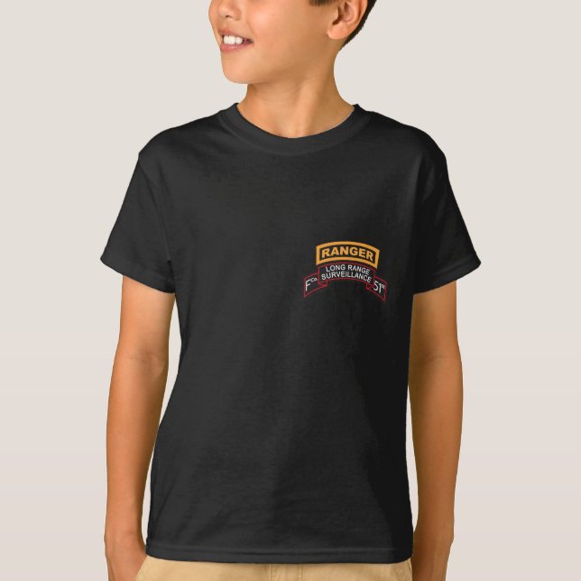 F Co 51st Infantry LRS Scroll, Ranger Tab T-Shirt (Front)
