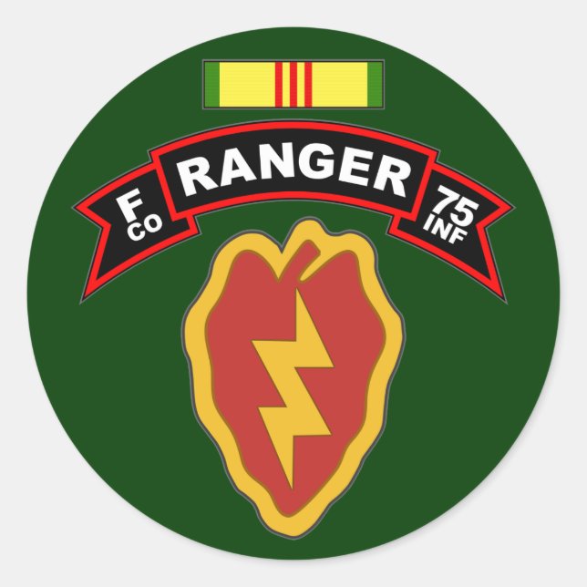 F Co, 75th Infantry Regiment - Rangers, Vietnam Classic Round Sticker (Front)