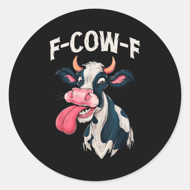F-cow-f Funny Meme Fcowf Cow Men Women  Classic Round Sticker (Front)