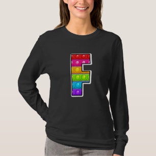 F Cutest Capital Letter F Alphabet Funny Poppin Ki T-Shirt