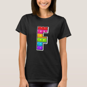F Cutest Capital Letter F Alphabet Funny Poppin Ki T-Shirt