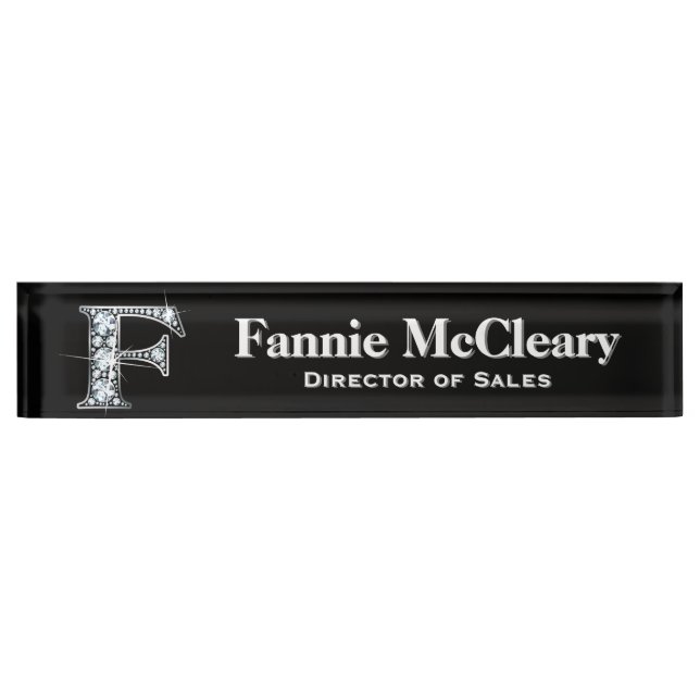 F Faux Diamond Desk Nameplate (Front)