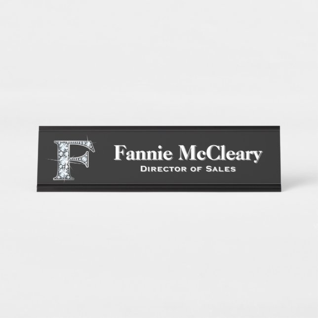 F Faux Diamond Desk Nameplate (Front)
