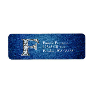 F Faux Diamond on Denim Return Address Label
