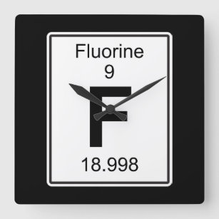 F - Fluorine Square Wall Clock