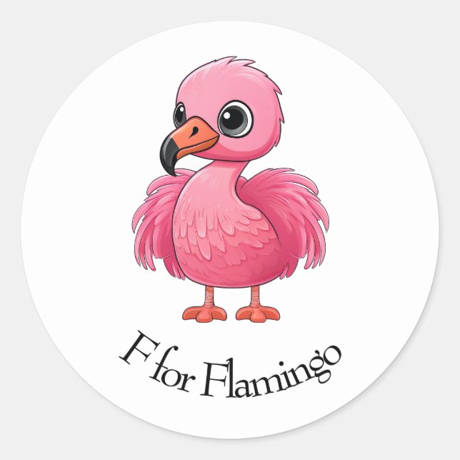 F for Flamingo Classic Round Sticker (Front)