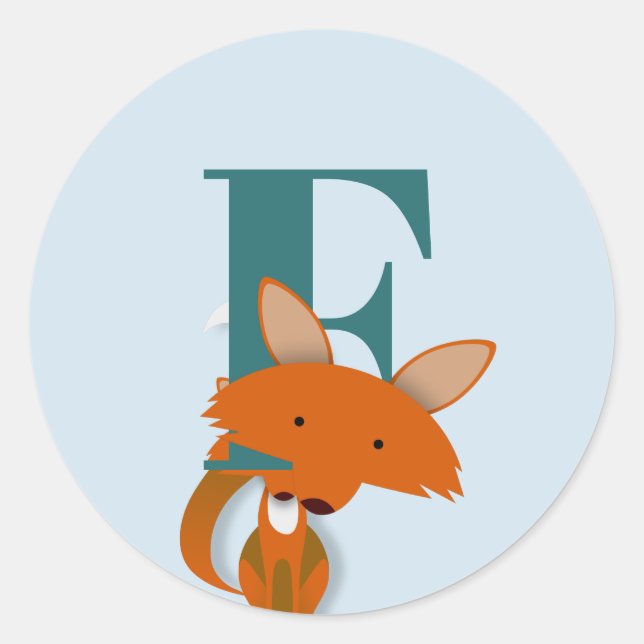 F for Fox Classic Round Sticker (Front)